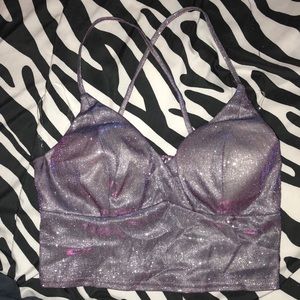 Glitter purple crop top. Never worn. Size Small